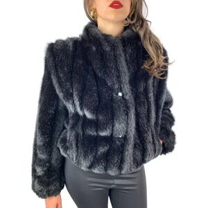 Vintage Black Teddy Jacket Plush Faux Fur Cropped